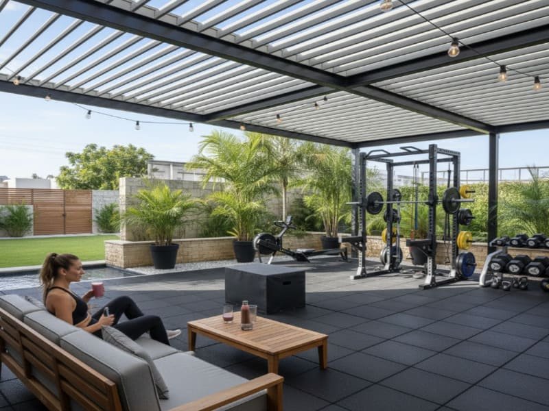 لقطة مقربة لقنوات تصريف البلاط المطاطي الخارجية